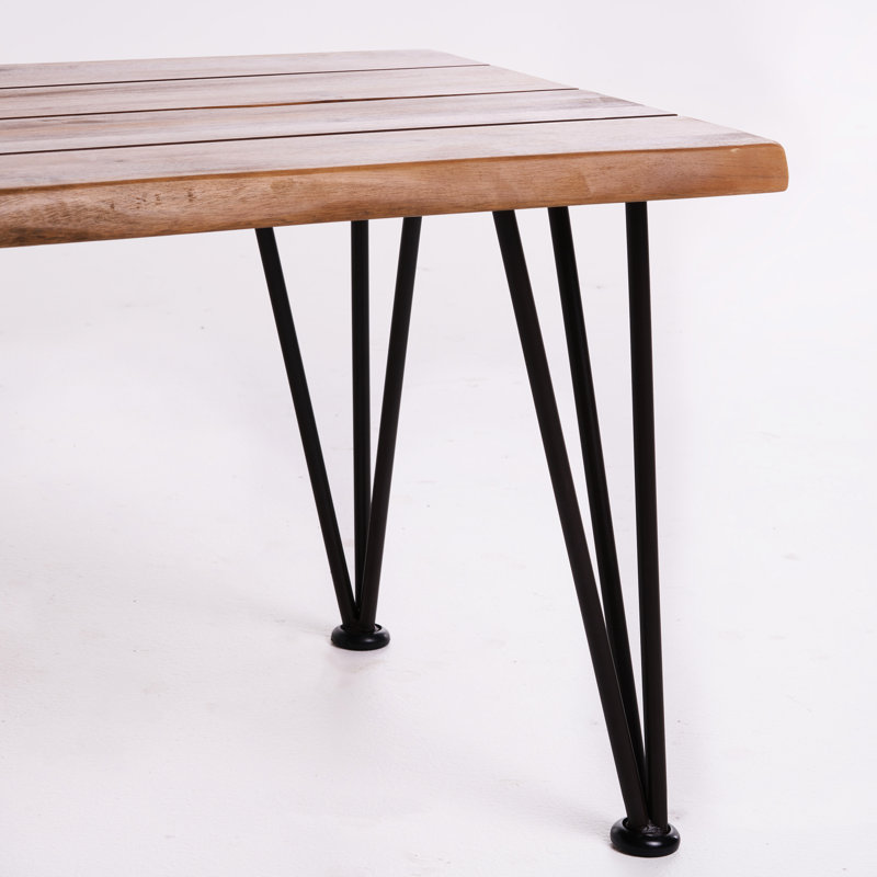 Wood Coffee Table With Industrial Rustic Iron Frame, 18"D X 43"W 18"H, Style Top And Legs, 18" 43" 18",