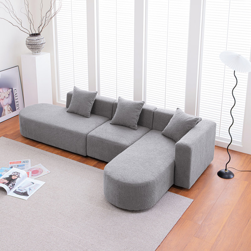 Boucle grise avec siège courbé tourné vers la droite - Moderne et modulaire