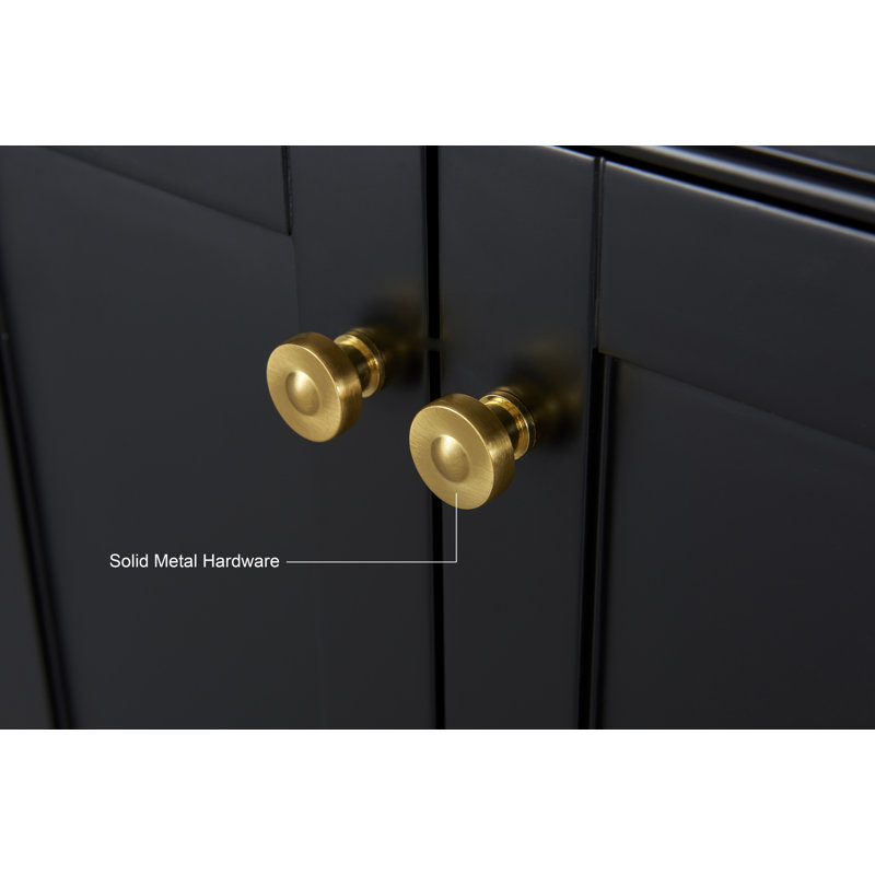 Audrey 66'' W Double Vanity, Carrara White, Black Onyx | Brushed Gold