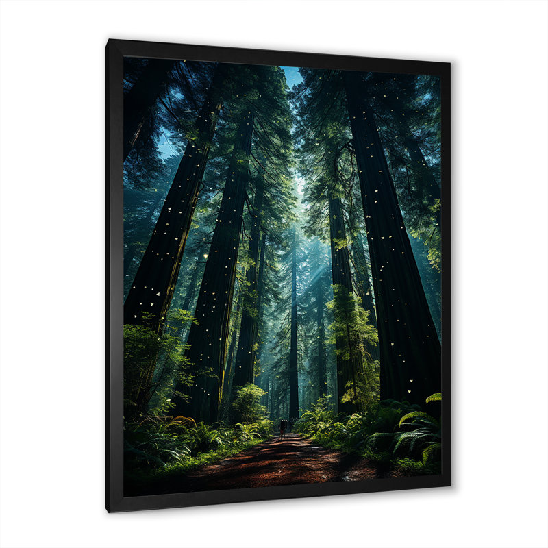 Vert perdu dans la forêt, forêt I - art mural forêt, Cadre photo noir simple, H 32 po x l 24 po x P 1 po