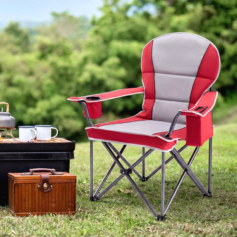 Oversized Camping Chair with Cooler, Heavy Duty Beach Chair Outdoor Folding Chair, Reclining Sports Chair with Carry Bag