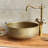 14" Hand-hammered Aged Brass Bathroom Vessel Sink – Round Artisan Bowl For Vanity Or Powder Room