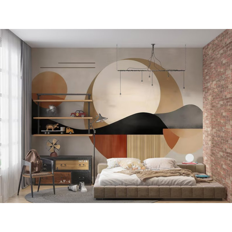 Murale moderne coucher de soleil abstrait moderne, L 160 po x l 108 po