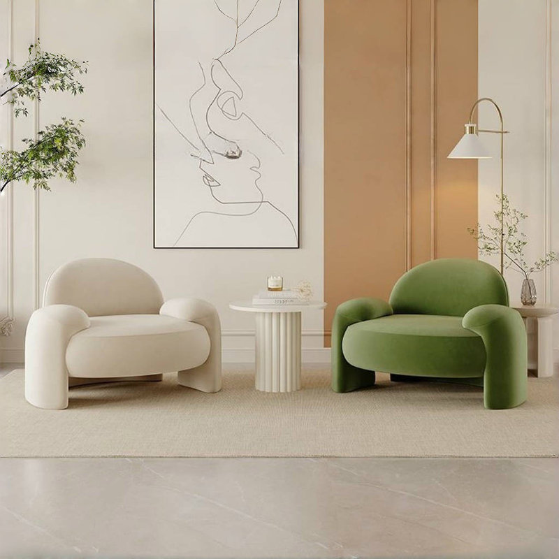 Canapé simple moderne minimaliste (ensemble de 2), Vert / blanc cassé