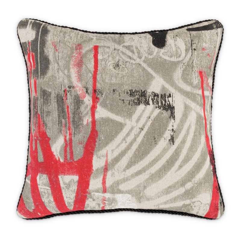 Uptown Downtown Bronx 19" Square Linen-Polyester Throw Pillow - Natural/Black