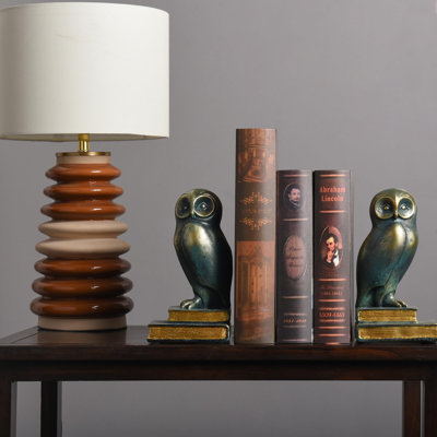 Book Ends For Shelves, Owl Decorative Bookends Bronze Bird Book Stopper Unique Kids Book Holders With Anti-Slip Base Luxurious Bookends (Bronze)