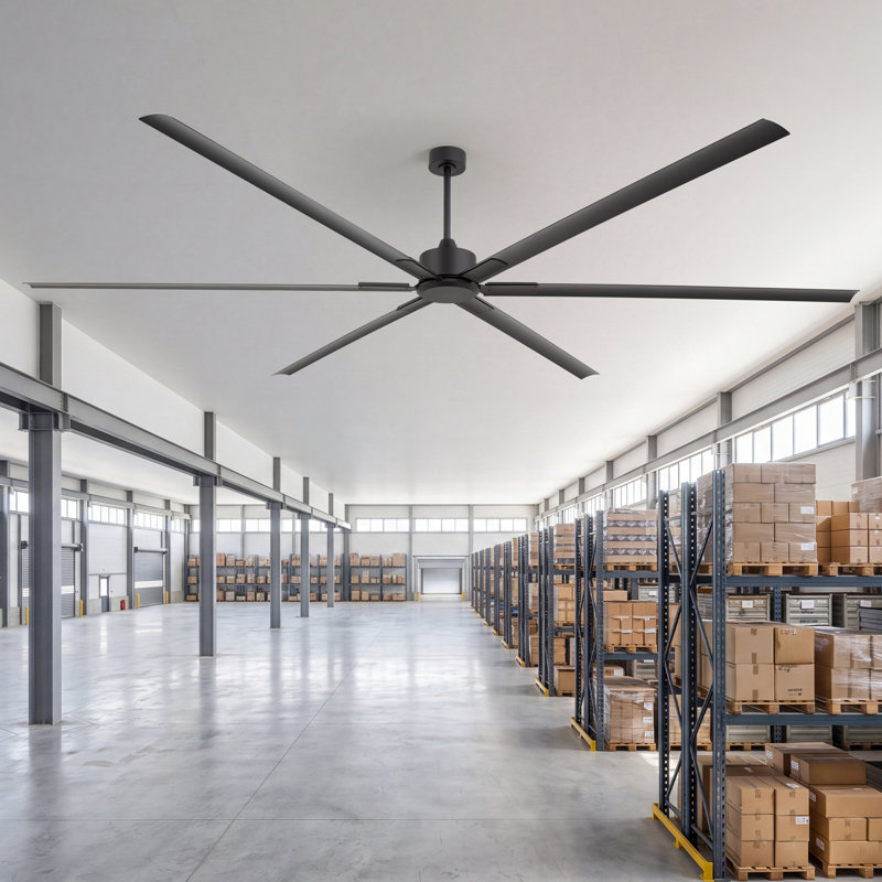 Ventilateur de plafond industriel de 100 po sans lumière, très grand ventilateur commercial avec télécommande, moteur à courant continu réversible, pales en aluminium pour entrepôt, garage, patio