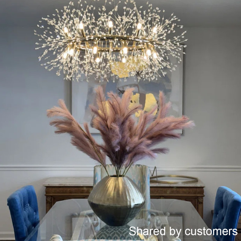 Geetika Firework Crystal Sputnik Chandelier Dimmable Round Pendant, 39.9cm H x 100.1cm W x 100.1cm D, Gold