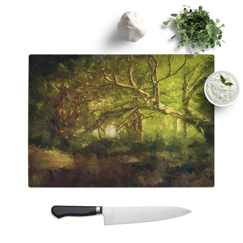 Tempered Glass Mystical Forest Chopping Board, 39 cm W x 28.5 cm L