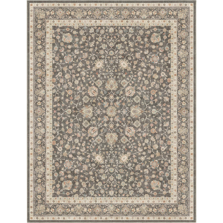 Dyrk Rome Vintage Oriental Persian Pastel Charcoal Brown Rug