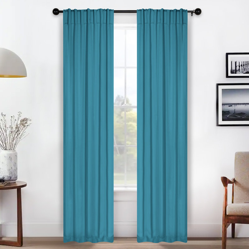 Rideaux obscurcissant et passe-tringle Levatt Classic, Turquoise, L 26 po x L 84 po