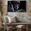 Reproduction d'art sur toile, "Squelette menaçant", art mural sur fond noir-2006827327