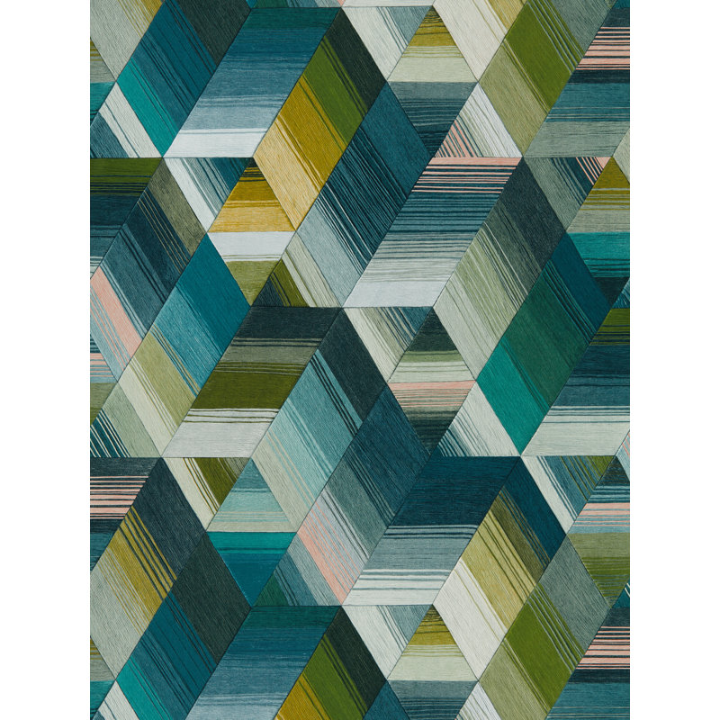 Arccos Wallpaper, Emerald/Blush