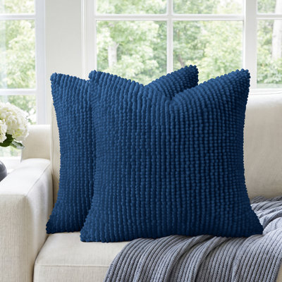 HOMEIDEAS Chenille & Velvet Euro Sham Throw Pillow Covers, Dual-Sided Textured Cushion Covers for Couch Sofa Bed