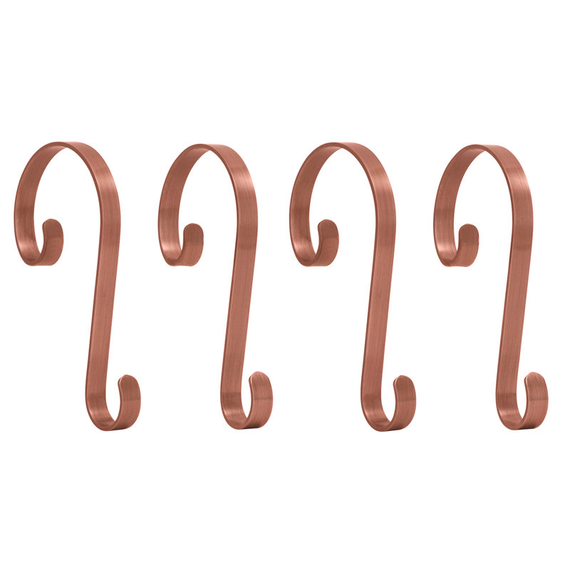 Scrolls Stocking Holder, Brushed copper