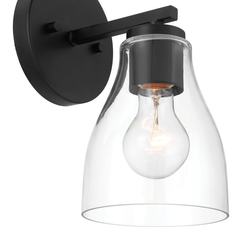 Lumière de meuble-lavabo à intensité variable, Une lumière, Noir mat, 10" H x 5.2" W x 6.5" D