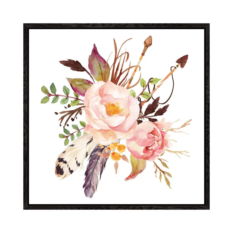Floral - Painting on Canvas, Black Framed, 45.72cm H x 45.72cm W x 3.81cm D