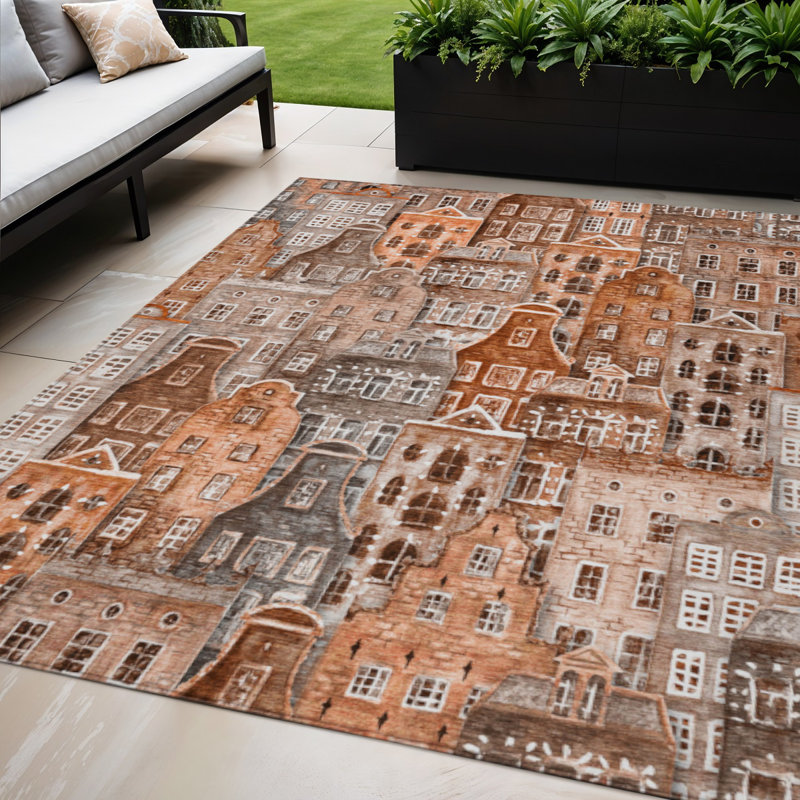Tapis intérieur lavable 5 pi x 8 pi Salmon Village