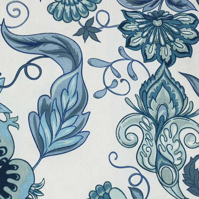 Jacobean Garden Light Filtering Dual Header Curtain Panel in Blue, 52" W x 95" L