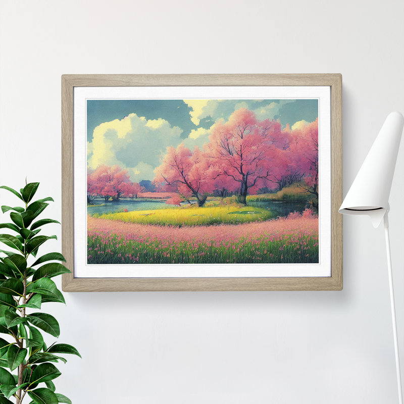 Spring Forest Watercolour - Single Picture Frame Print, Oak, 34cm H x 46cm W x 2cm D