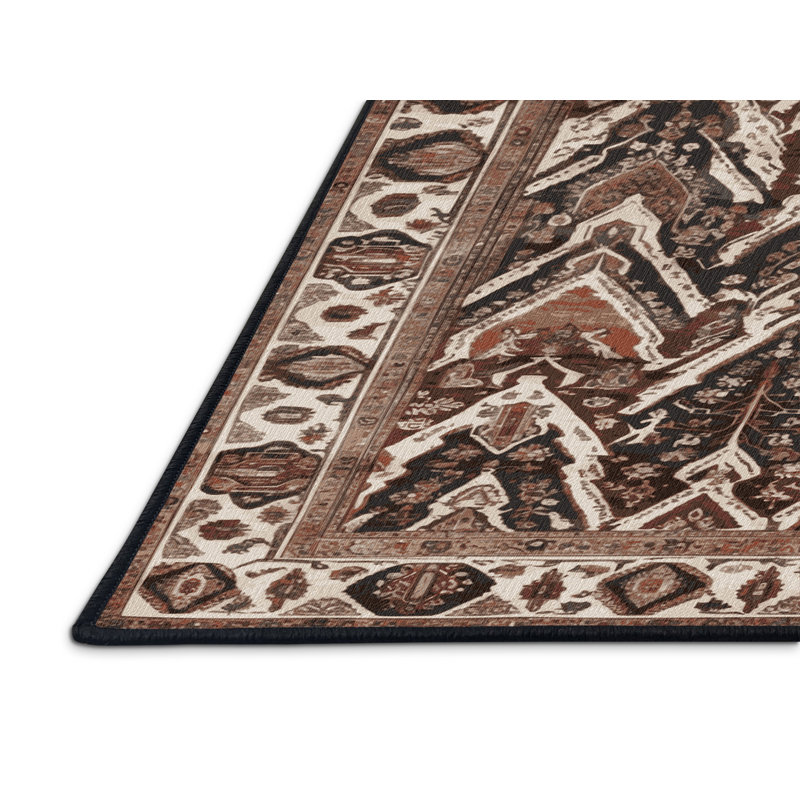 Tapis brun lavable à la machine, Rond 4 pi