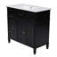 [Vidéo] Meuble-lavabo de 36 po avec lavabo, armoire de salle de bain avec tiroirs, cadre solide et panneau de fibres à densité moyenne, deux ensembles, noir (même SKU: N725P195410B / N759P340019B)