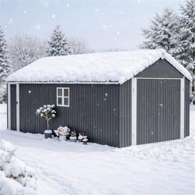12X20 FT Heavy Duty Metal Garage Shed, Outdoor Storage Building With Double Doors & 2 Windows, Waterproof All-Weather Steel Carport For Car Truck Motorcycle & Lawnmower