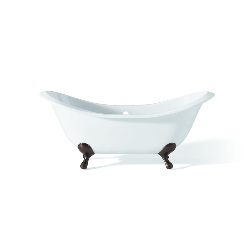 Baignoire sur pattes en fonte 61 "x 30" Regency, Intérieur et extérieur blancs, Bronze antique