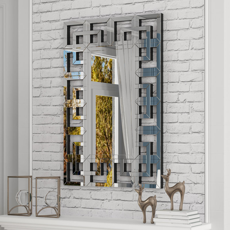 Amiylah Glass Frame Rectangle Wall and Dresser Mirror, 39.4" x 27.6"
