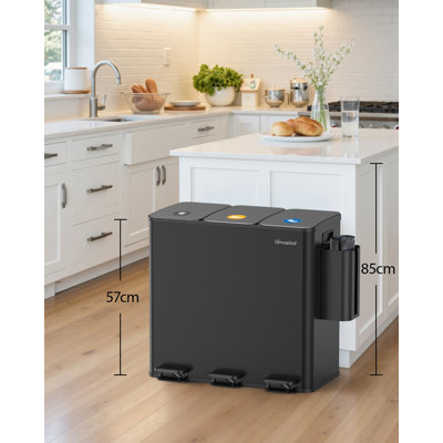 Stainless Steel Multi-Compartment Rubbish & Recycling Bin