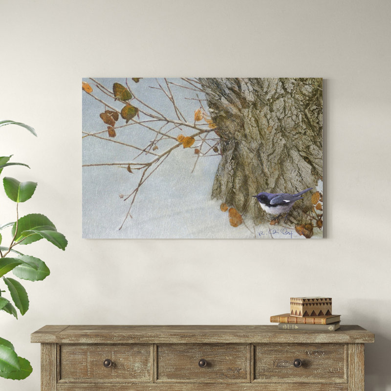 " Late Snow Warbler " Painting Print, 32" H x 48" W x 1.25" D