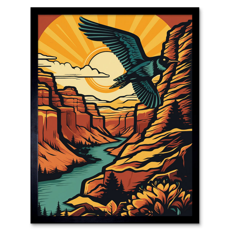 Laholm Grand Canyon Sunset Modern Landscape Americana 50s 1 Piece Single Picture Frame Wall Art