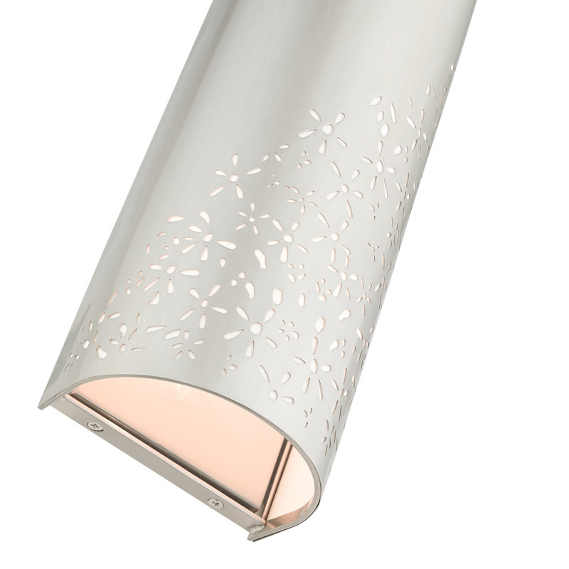 Noria Brushed Nickel 2-Light ADA Compliant Sconce with Off-White Linen Shade