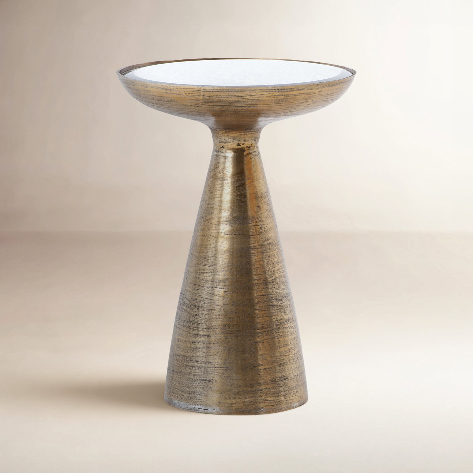 Baya 16" End Table, Antiqued Mirror, Brushed Brass