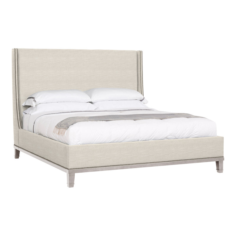 Michael Weiss Solid Wood Wingback Bed, Tommy Flax, Dove Gray