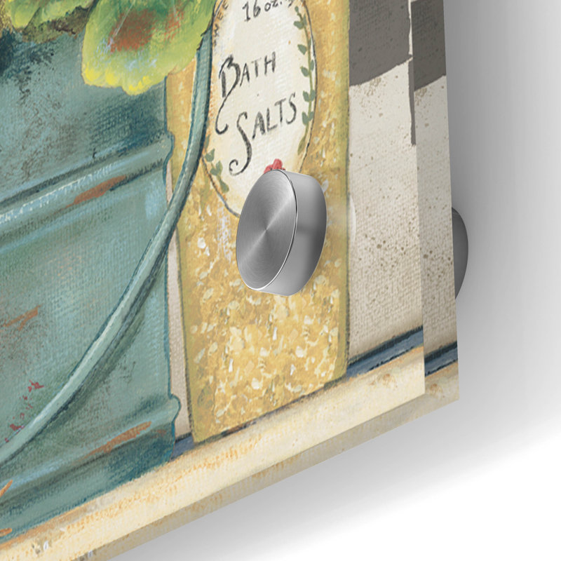 «Garden Bath, Dream-Soak-Relax» par Pam Britton, art mural en verre acrylique, ensemble de 3 pièces, H 36 po x l 108 po