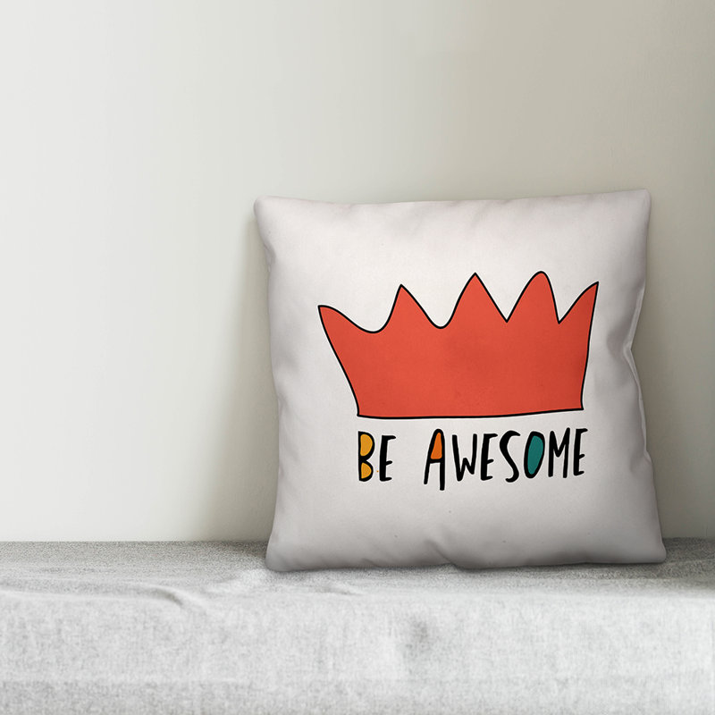 Be Awesome Throw Pillow, Orange