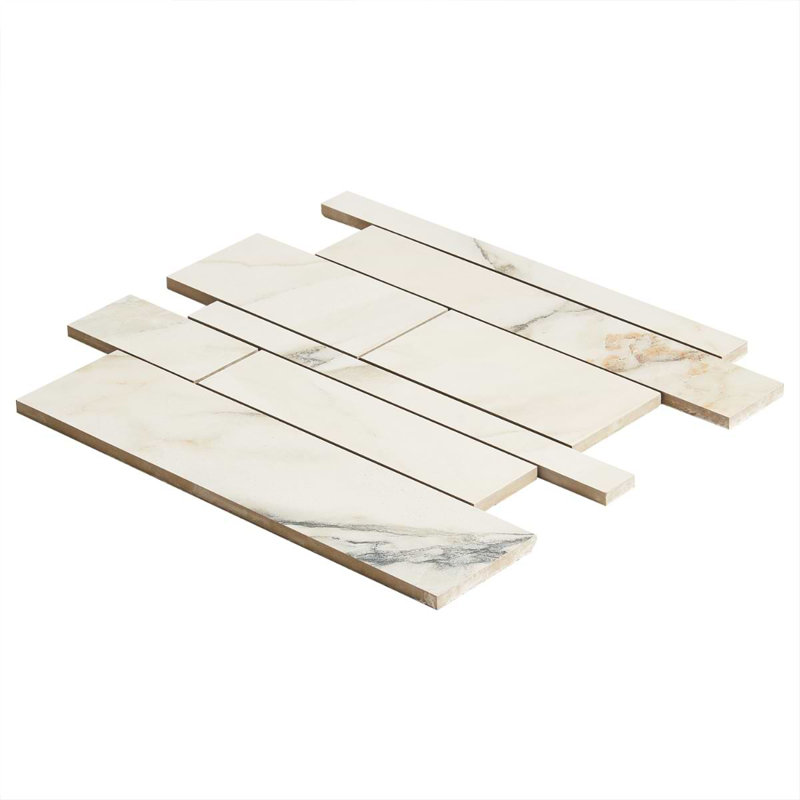Dreamstone Railroad Porcelain Mosaic, Calacatta Rustico Matte
