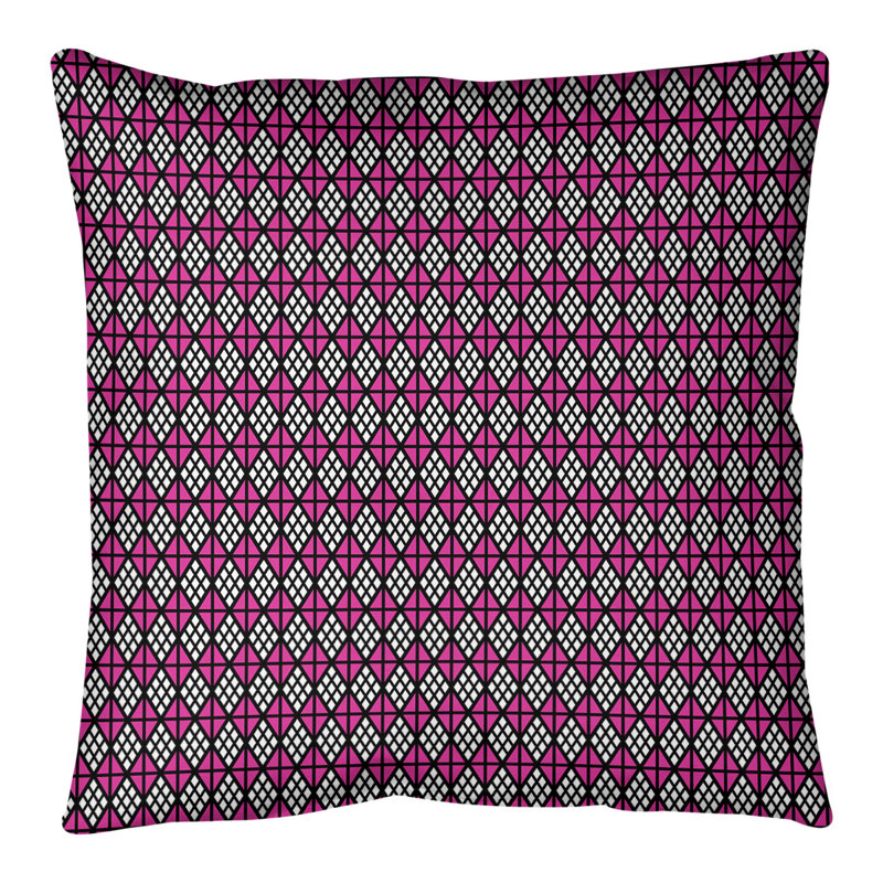 Coussin de sol Katelyn Elizabeth, 28 po x 28 po, Noir / rose