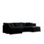 5 canapé convertible en forme de U, 2 repose-pieds, chenille noire, repose-pieds réversible avec repose-pieds, canapé modulaire