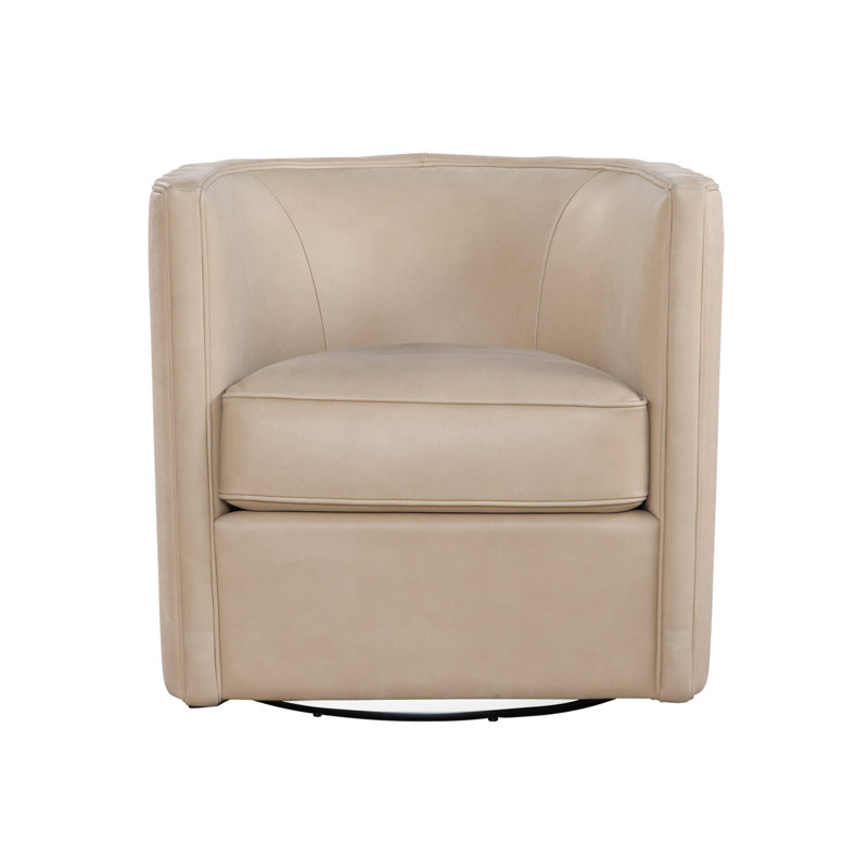 Jones Swivel Chair in Selena Storm, Selena Oat Genuine Leather