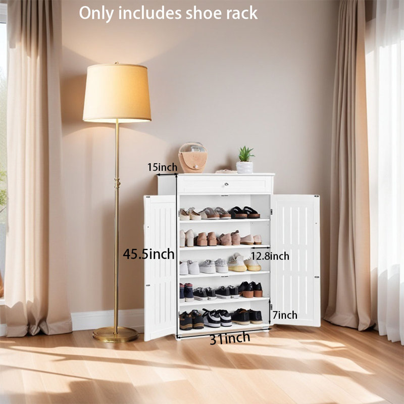 For Home, Entryway, Bedroom & Doorway，Shoe Rack, White