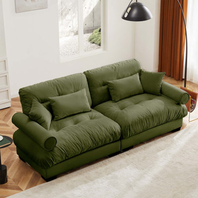 Grand canapé moderne en velours 2 places avec accoudoirs renforcés pour le salon, le loft, les espaces de travail, le couloir et la chambre à coucher