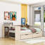Lit de jour avec tête de lit tapissier, bureau intégré, tiroirs, tablettes et station de charge-106491002-106898959
