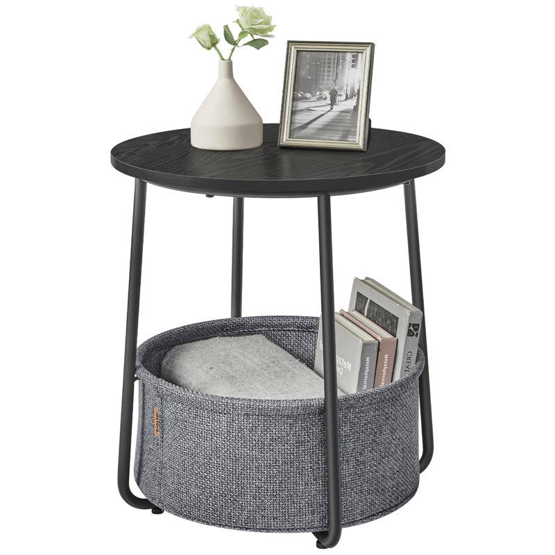 Blen End Table, Ebony Black, Slate Grey
