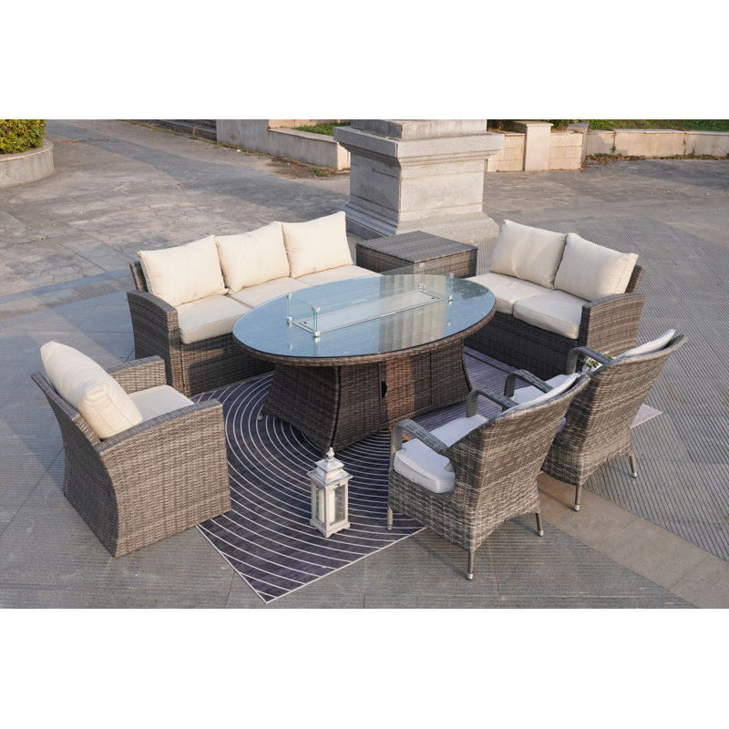 Mana 8 - Person Patio Conversation Set with Cushions