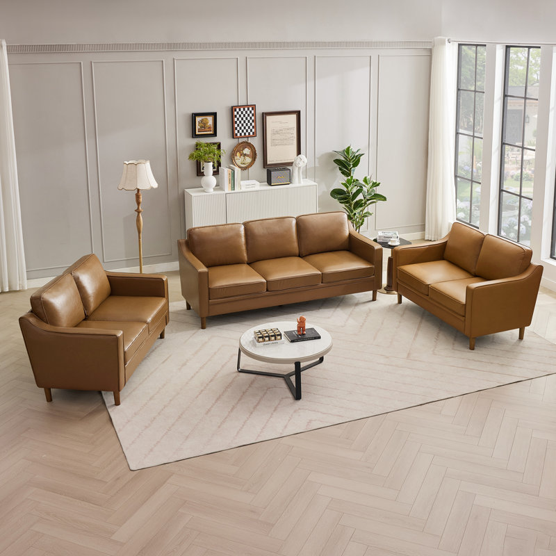 Ebern Designs Christofor 3 Piece Faux Leather Living Room Set & Reviews ...