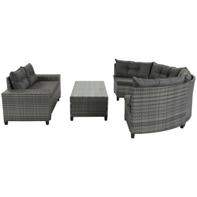 Modular Patio Sofas Wicker Steel Modern Half Moon Set For Home Patio