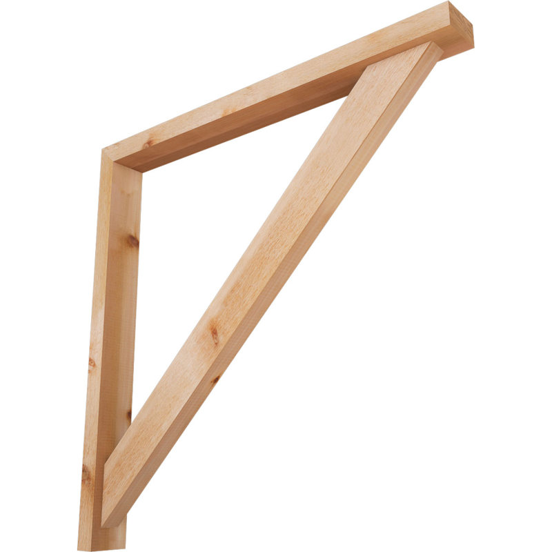 Traditional Block Bracket w/ Offset Brace, 40 x 40, 4"W Western Red Cedar (Rough Sawn)