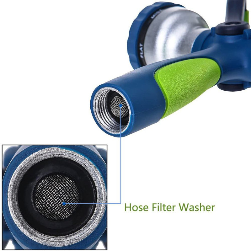 Nouvelle buse d'arrosage pour jardin, buse haute pression de style pompier avec poignée ergonomique, Bleu / Vert
